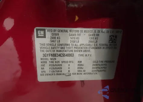 2012 Cadillac Srx Performance Collection z USA, uszkodzony, nr VIN 3GYFNBE34CS648863